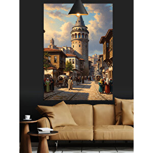 Güneşli Sokakta Galata Kulesi Dekoratif Kanvas - Mdf Ahşap Tablo