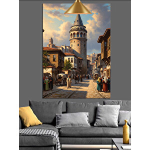 Güneşli Sokakta Galata Kulesi Dekoratif Kanvas - Mdf Ahşap Tablo 25x35 cm