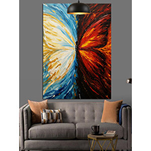 Soyut Renk Patlaması Ve Kelebek Dekoratif Kanvas - Mdf Ahşap Tablo 25x35 cm