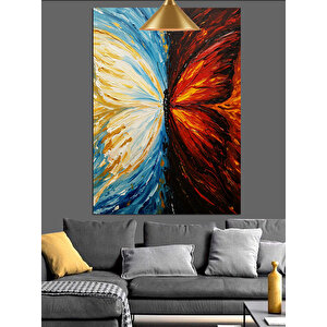 Soyut Renk Patlaması Ve Kelebek Dekoratif Kanvas - Mdf Ahşap Tablo