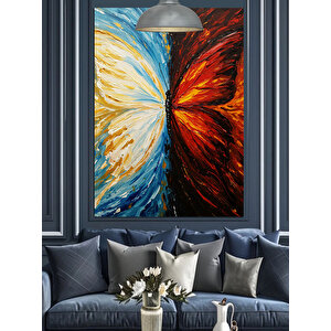 Soyut Renk Patlaması Ve Kelebek Dekoratif Kanvas - Mdf Ahşap Tablo 70x100 cm