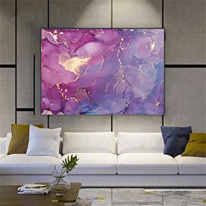 Pembe Ve Altın Mermer Soyut Sanat – Oturma Odası İçin Modern Kanvas Duvar Dekoru