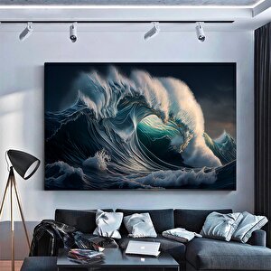 Lacivert Kanvas – Modern Duvar Sanatı, Işıltılı Yüzey, Mavi Mermer Kanvas 100x200 cm