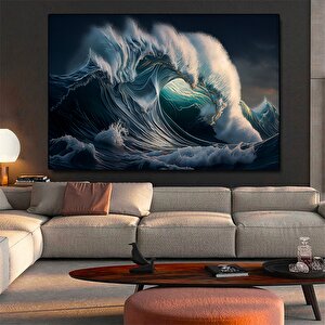 Lacivert Kanvas – Modern Duvar Sanatı, Işıltılı Yüzey, Mavi Mermer Kanvas