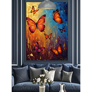 Renkli Uçan Kelebek Dekoratif Kanvas - Mdf Ahşap Tablo 50x70 cm
