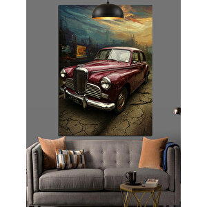 Kırmızı Klasik Araba Dekoratif Kanvas - Mdf Ahşap Tablo 50x70 cm