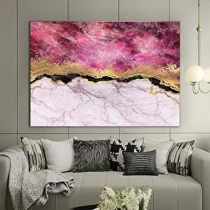 Büyük Kanvas, Kanvas Sanatı, Duvar Sanatı Kanvası, Pembe Ve Altın Mermer Duvar Sanatı 80x120 cm