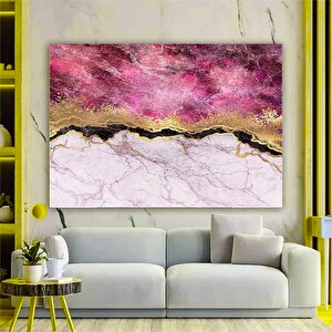 Büyük Kanvas, Kanvas Sanatı, Duvar Sanatı Kanvası, Pembe Ve Altın Mermer Duvar Sanatı 80x120 cm