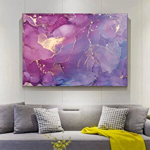 Pembe Ve Altın Mermer Soyut Sanat – Oturma Odası İçin Modern Kanvas Duvar Dekoru 60x90 cm