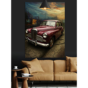 Kırmızı Klasik Araba Dekoratif Kanvas - Mdf Ahşap Tablo
