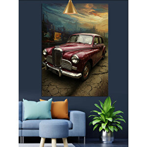 Kırmızı Klasik Araba Dekoratif Kanvas - Mdf Ahşap Tablo 70x100 cm