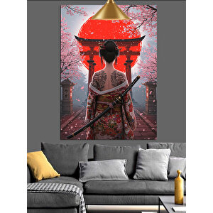 Güneş Doğarken Samuray Kadın Dekoratif Kanvas - Mdf Ahşap Tablo