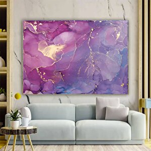 Pembe Ve Altın Mermer Soyut Sanat – Oturma Odası İçin Modern Kanvas Duvar Dekoru 80x150 cm
