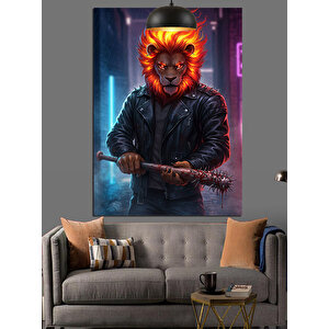 Alevli Aslan Portre Dekoratif Kanvas - Mdf Ahşap Tablo