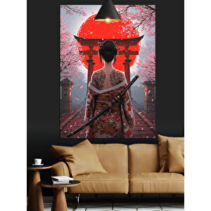 Güneş Doğarken Samuray Kadın Dekoratif Kanvas - Mdf Ahşap Tablo