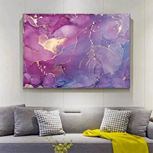 Pembe Ve Altın Mermer Soyut Sanat – Oturma Odası İçin Modern Kanvas Duvar Dekoru 70x100 cm