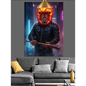 Alevli Aslan Portre Dekoratif Kanvas - Mdf Ahşap Tablo 25x35 cm