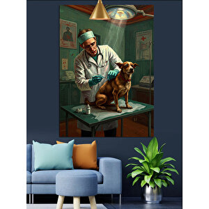 Veteriner Köpek Muayene Dekoratif Kanvas - Mdf Ahşap Tablo