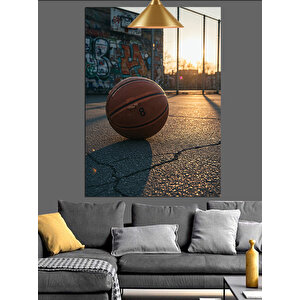 Sokak Basket Topu Dekoratif Kanvas - Mdf Ahşap Tablo 35x50 cm