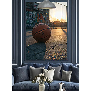 Sokak Basket Topu Dekoratif Kanvas - Mdf Ahşap Tablo 35x50 cm