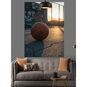 Sokak Basket Topu Dekoratif Kanvas - Mdf Ahşap Tablo 35x50 cm