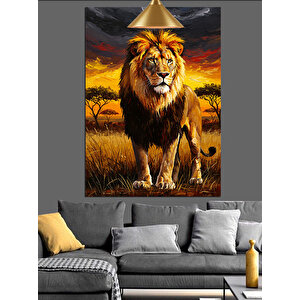 Güçlü Ve Gururlu Aslan Dekoratif Kanvas - Mdf Ahşap Tablo 35x50 cm
