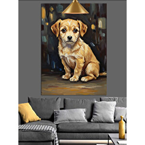 Yavru Köpek Portre Dekoratif Kanvas - Mdf Ahşap Tablo 50x70 cm
