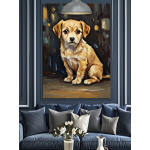 Yavru Köpek Portre Dekoratif Kanvas - Mdf Ahşap Tablo 50x70 cm