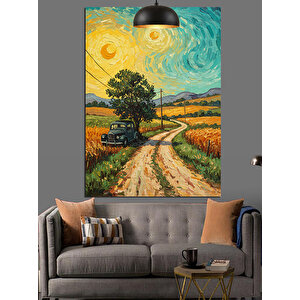 Araba Yolu Manzara Dekoratif Kanvas - Mdf Ahşap Tablo 70x100 cm