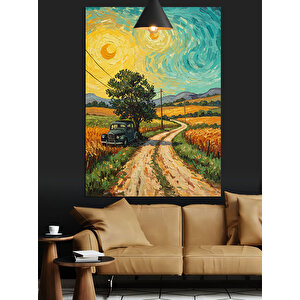 Araba Yolu Manzara Dekoratif Kanvas - Mdf Ahşap Tablo
