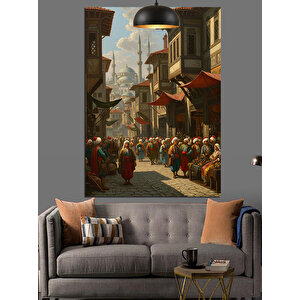 Osmanlı Sokak Kalabalık Dekoratif Kanvas - Mdf Ahşap Tablo 25x35 cm