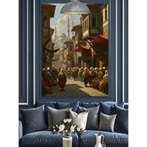 Osmanlı Sokak Kalabalık Dekoratif Kanvas - Mdf Ahşap Tablo 50x70 cm