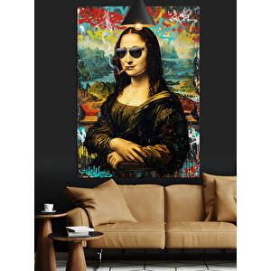 Güneş Gözlüklü Mona Lisa Dekoratif Kanvas - Mdf Ahşap Tablo 25x35 cm