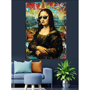 Güneş Gözlüklü Mona Lisa Dekoratif Kanvas - Mdf Ahşap Tablo 70x100 cm