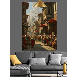 Osmanlı Sokak Kalabalık Dekoratif Kanvas - Mdf Ahşap Tablo