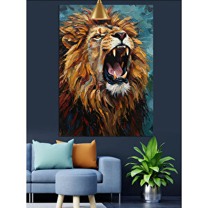 Kükreyen Aslan Portre Dekoratif Kanvas - Mdf Ahşap Tablo 35x50 cm