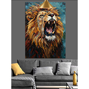Kükreyen Aslan Portre Dekoratif Kanvas - Mdf Ahşap Tablo