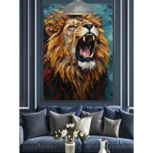 Kükreyen Aslan Portre Dekoratif Kanvas - Mdf Ahşap Tablo
