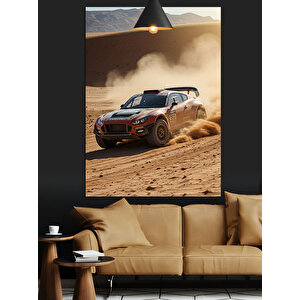 Çölde Hızlı Araba Dekoratif Kanvas - Mdf Ahşap Tablo