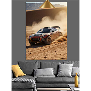 Çölde Hızlı Araba Dekoratif Kanvas - Mdf Ahşap Tablo