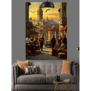 Galata Sokak Hayatı Dekoratif Kanvas - Mdf Ahşap Tablo