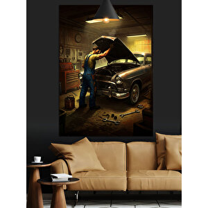Klasik Araba Tamir Dekoratif Kanvas - Mdf Ahşap Tablo