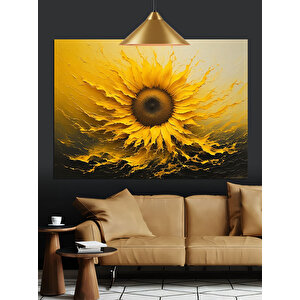 Altın Güneş Çiçeği Dekoratif Kanvas - Mdf Ahşap Tablo 70x100 cm