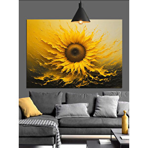 Altın Güneş Çiçeği Dekoratif Kanvas - Mdf Ahşap Tablo 70x100 cm