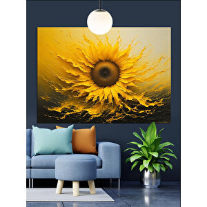 Altın Güneş Çiçeği Dekoratif Kanvas - Mdf Ahşap Tablo