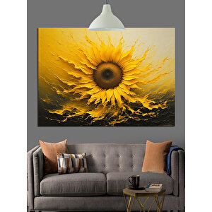 Altın Güneş Çiçeği Dekoratif Kanvas - Mdf Ahşap Tablo 35x50 cm