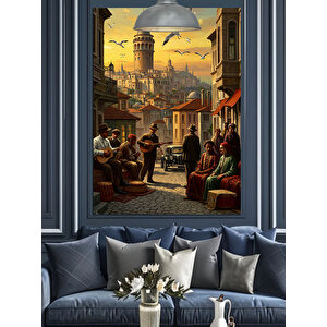 Galata Sokak Hayatı Dekoratif Kanvas - Mdf Ahşap Tablo 50x70 cm