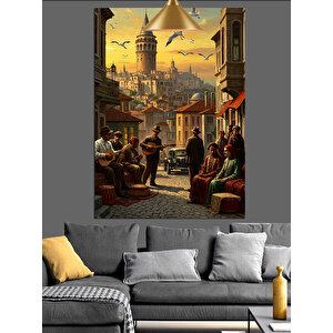 Galata Sokak Hayatı Dekoratif Kanvas - Mdf Ahşap Tablo 70x100 cm