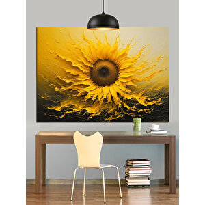 Altın Güneş Çiçeği Dekoratif Kanvas - Mdf Ahşap Tablo