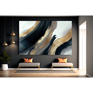 Gri Altın Soyut Kanvas Baskı; Mermer Sanatı 140x200 cm
